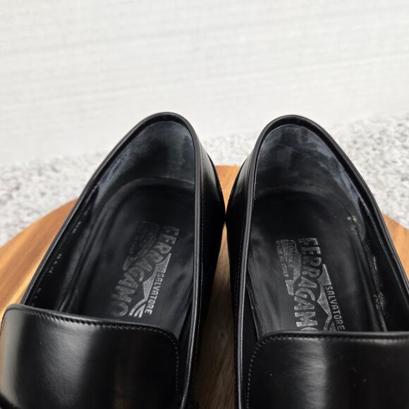 VTG Salvatore Ferragamo Mens 8.5EE Black Leather Casual Office Penny Loafer main image 12